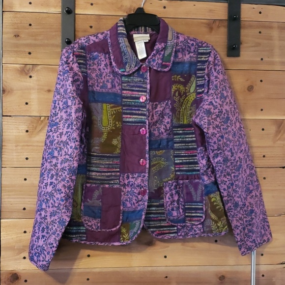 Coldwater Creek Purple Tapestry Jacket 